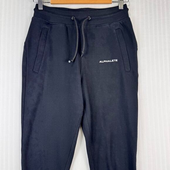 Alphalete Classic Capital Logo Black Crop Hoodie & Jogger Sweatpants Size Medium - Picture 9 of 12